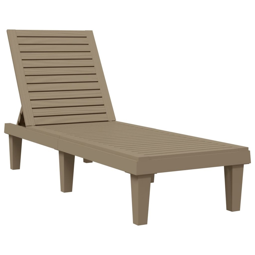 Transat chaise longue bain de soleil lit de jardin terrasse meuble d'extérieur marron clair 155 x 58 x 83 cm polypropylène 02