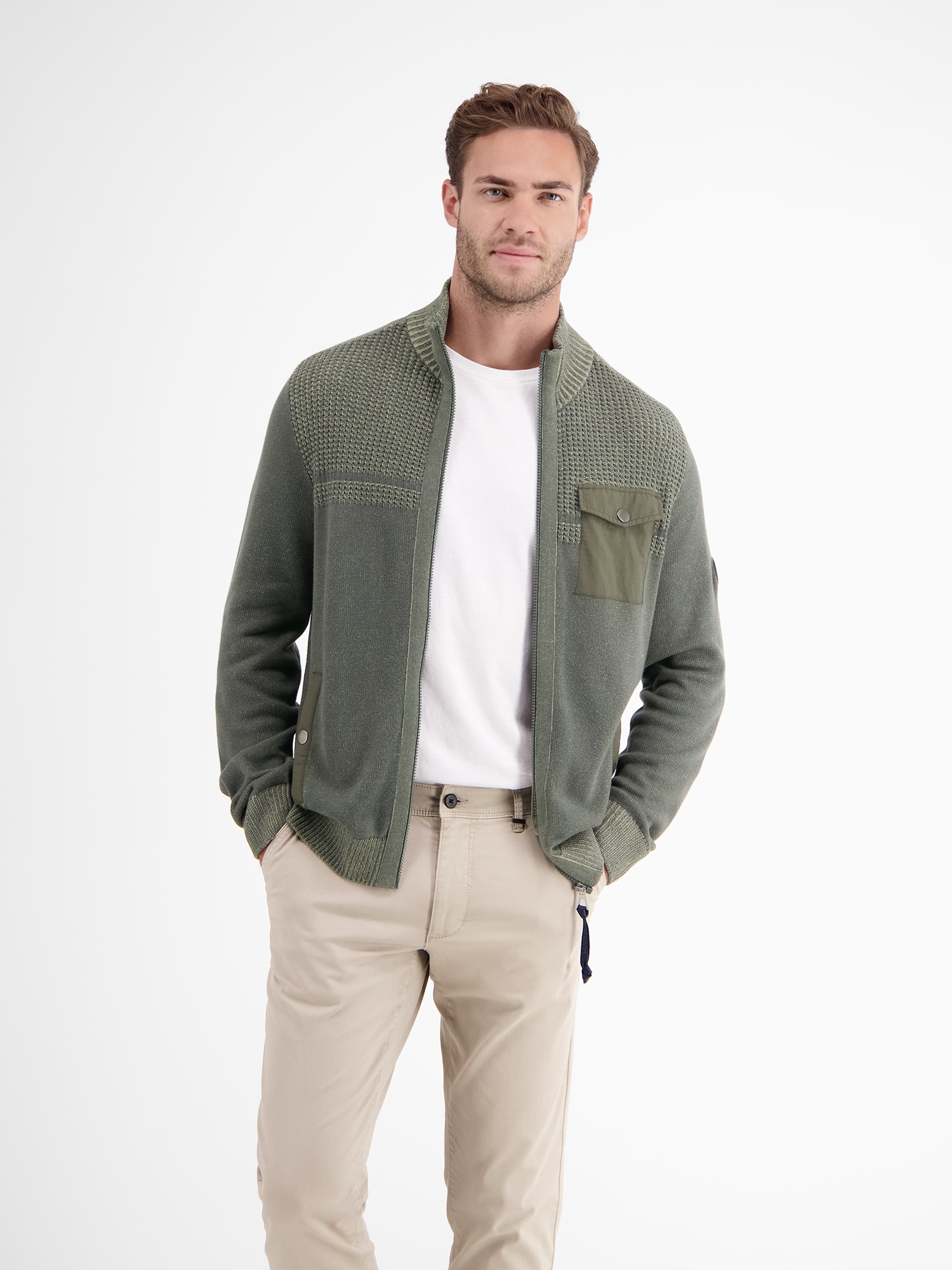 LERROS Strickjacke »LERROS Strickjacke mit unterschiedlichen Strickstrukturen«