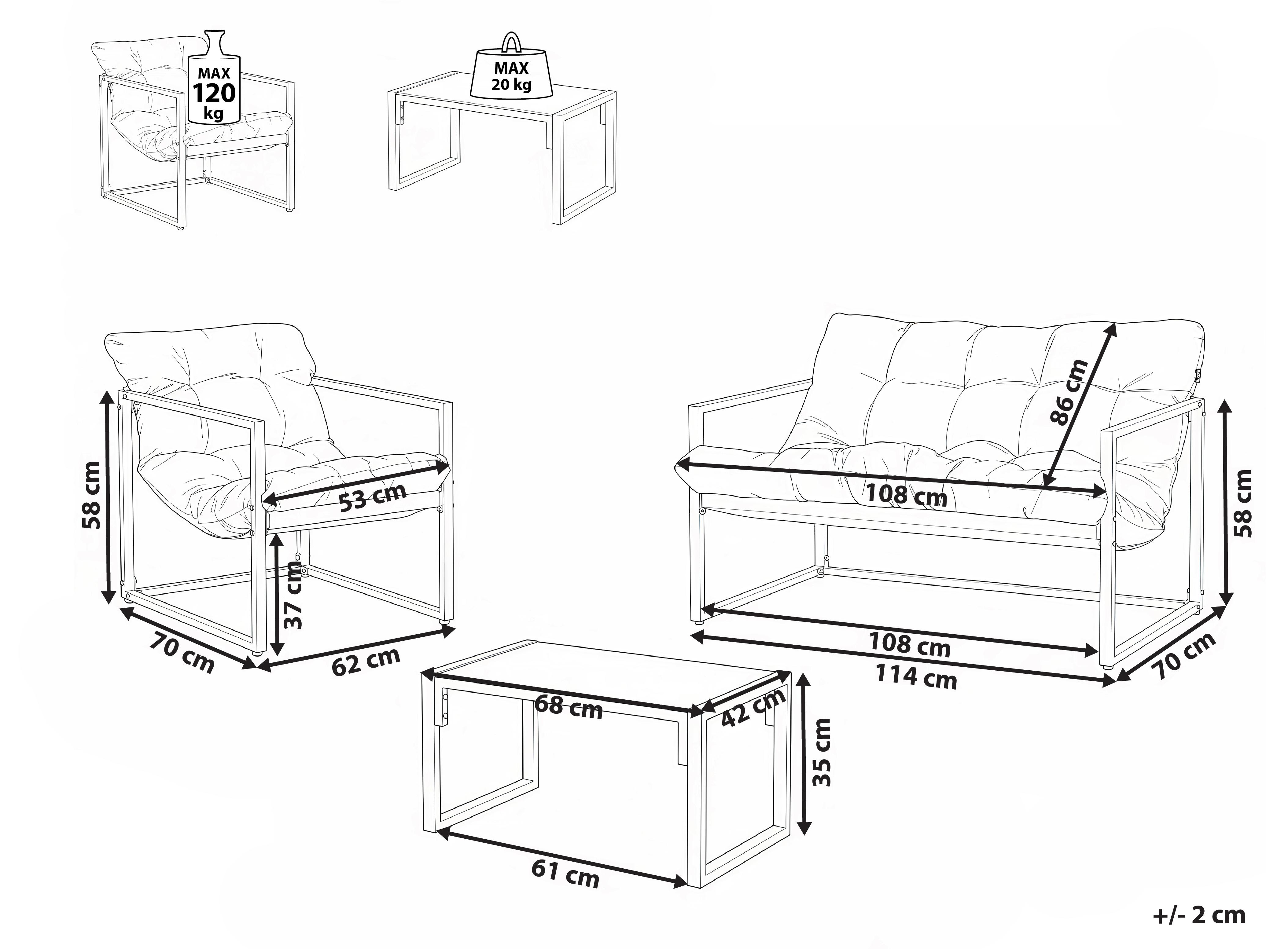 Loungeset met tafel 4-zits GARDA Metaal Groen