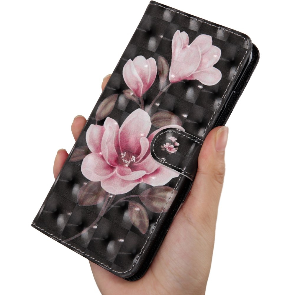 iPhone 14 Pro Leder Tasche mit Kartenfächern - Blüte