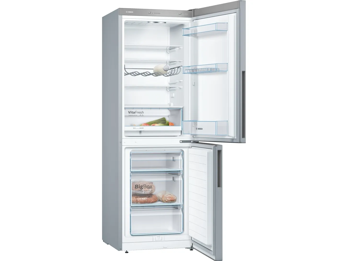 Bosch Serie | 4 KGV33VLEA - Køleskab/fryser - bund-fryser - bredde: 60 cm - dybde: 65 cm - højde: 176 cm - 289 liter - Klasse E - inox-look