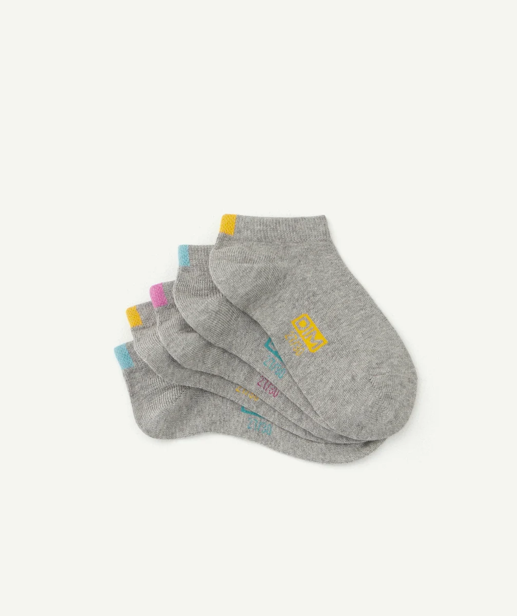 DIMLOT DE 5 PAIRES DE SOCQUETTES GRIS CLAIR