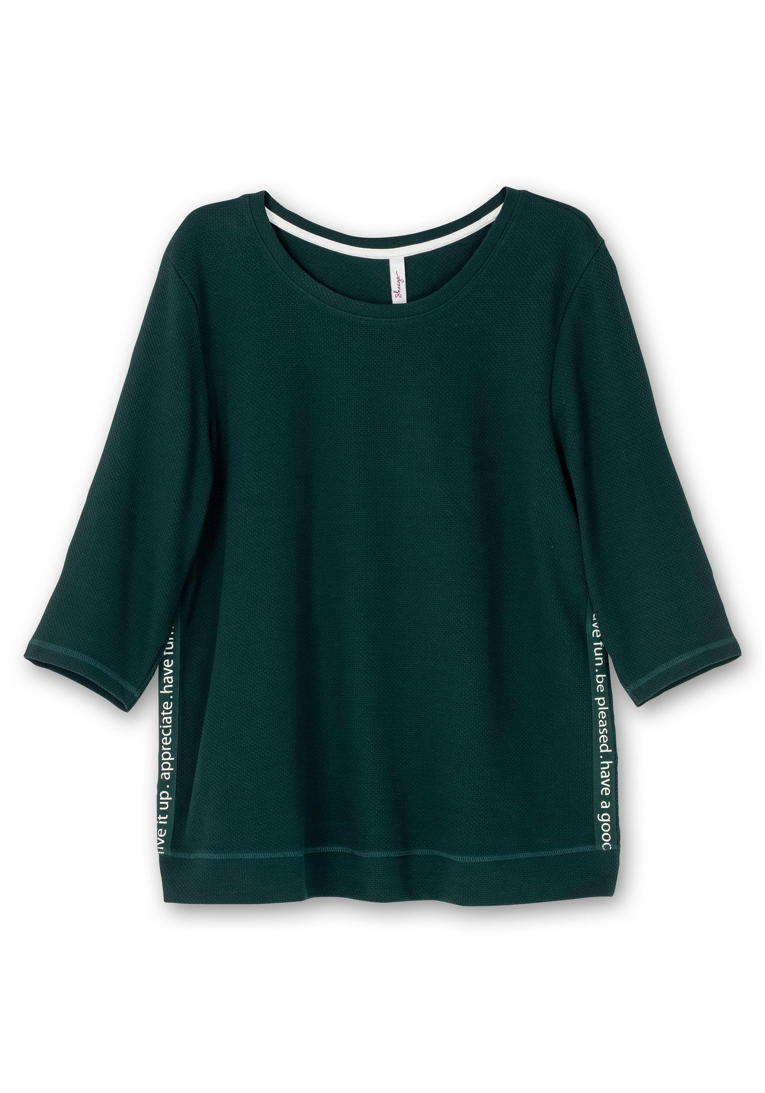 Sweatshirt aus Waffelpiqué, mit Zierband seitlich