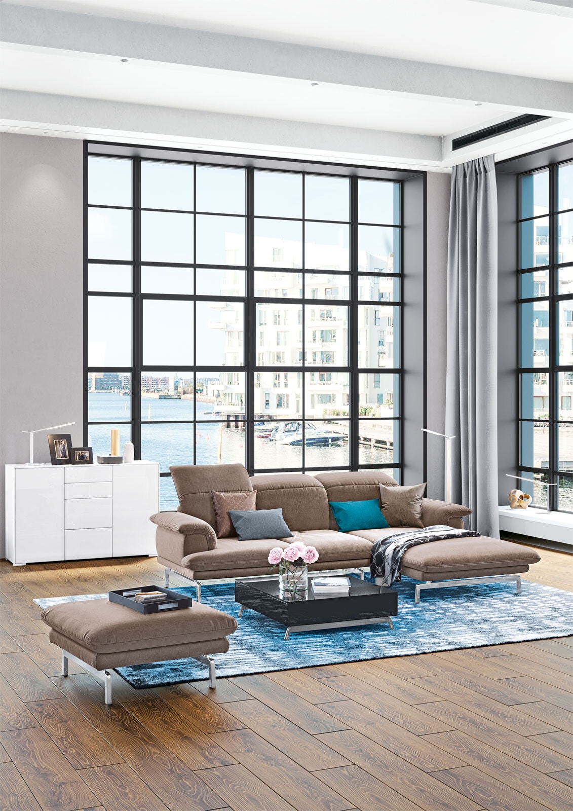 JOOP! Ecksofa STUDIO 296 x 197 cm stone