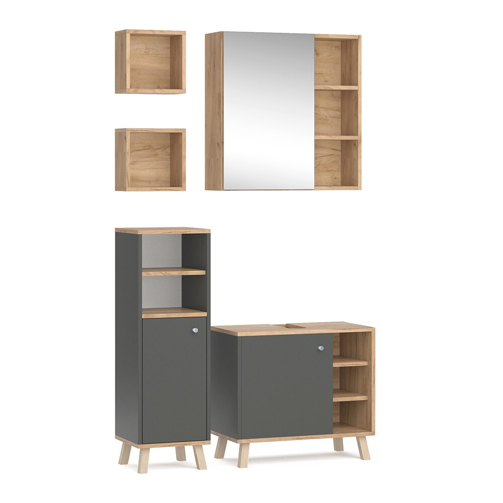 Vicco Badmöbelset Midischrank Waschtischunterschrank Spiegelschrank Senyo GK/ANT