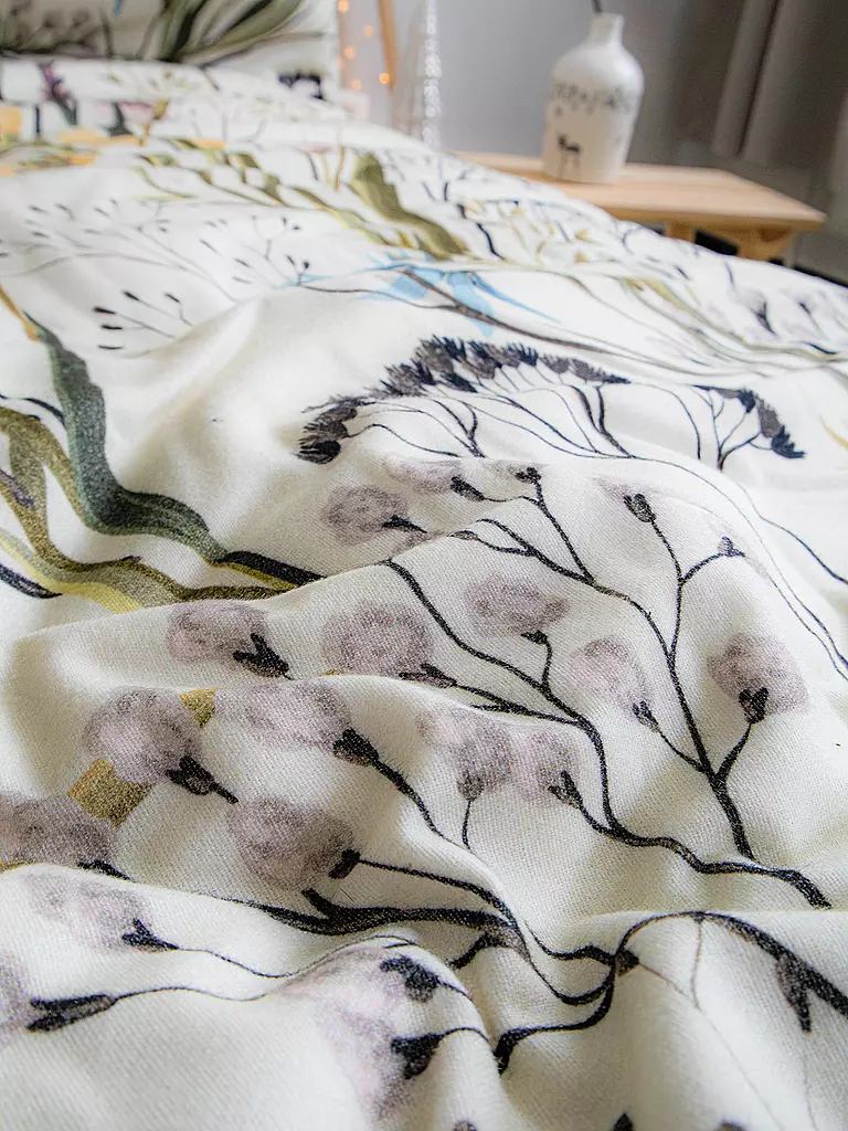 FLEURESSE Flanell Bettwäsche VELVET 70x90cm/140x200cm Kl Blümchen weiss