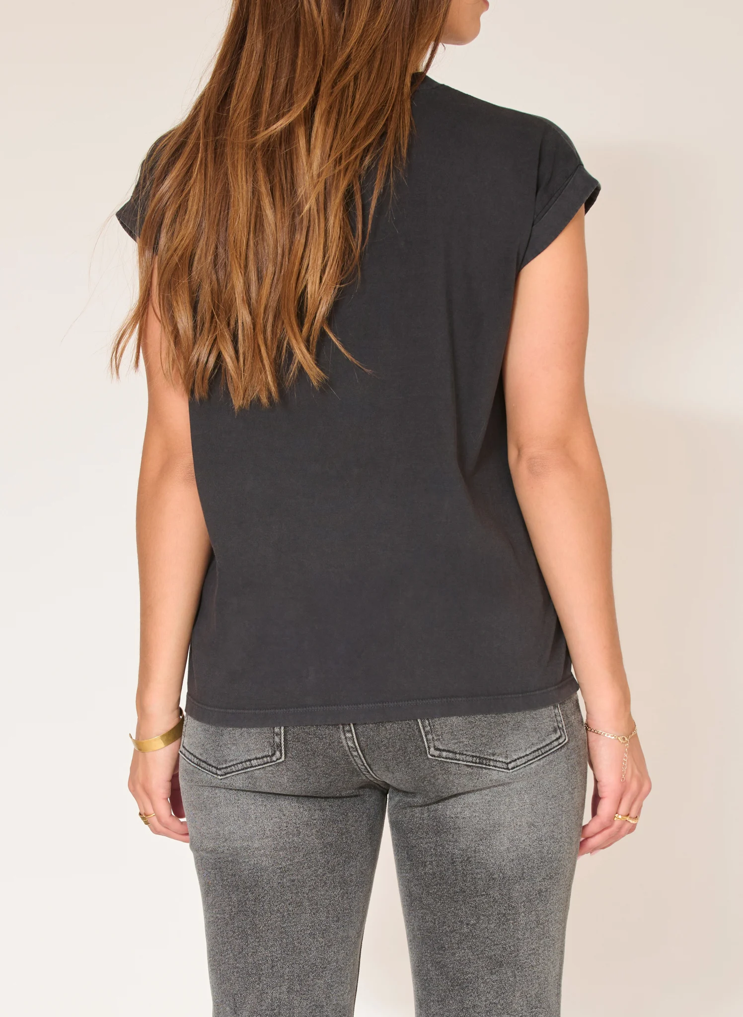 TEGAN DOORS - Tee-shirt col rond sérigraphié en coton | Noir