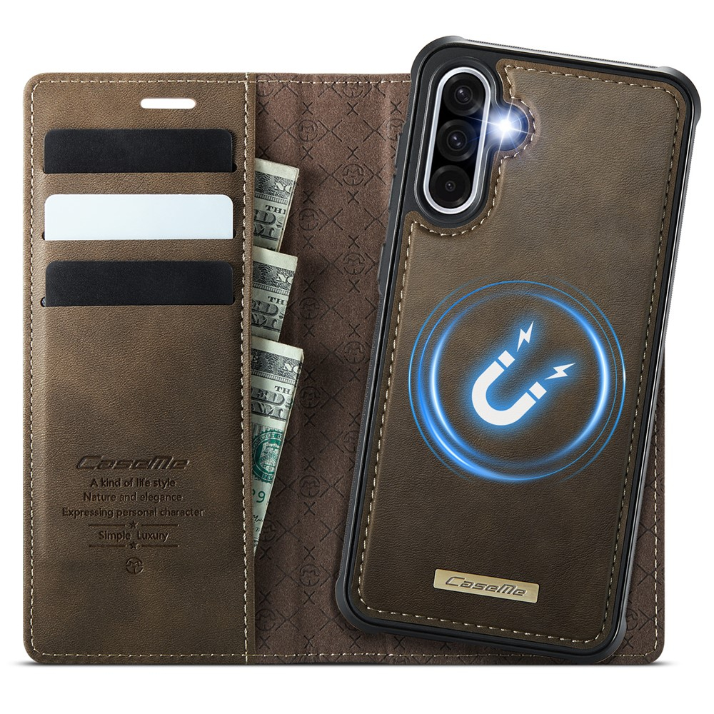 Samsung Galaxy A56 2in1 Leder Tasche   Magnet Hardcase Karten Etui MagSafe-Modul (RFID Schutz) - Braun