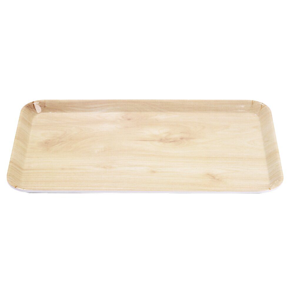 Plateau rectangulaire mélaminé effet bois naturel 19x30cm