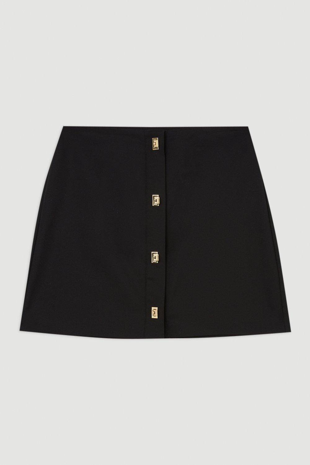 KarenMillen Jupe tissée en coton techno avec fermoir doré