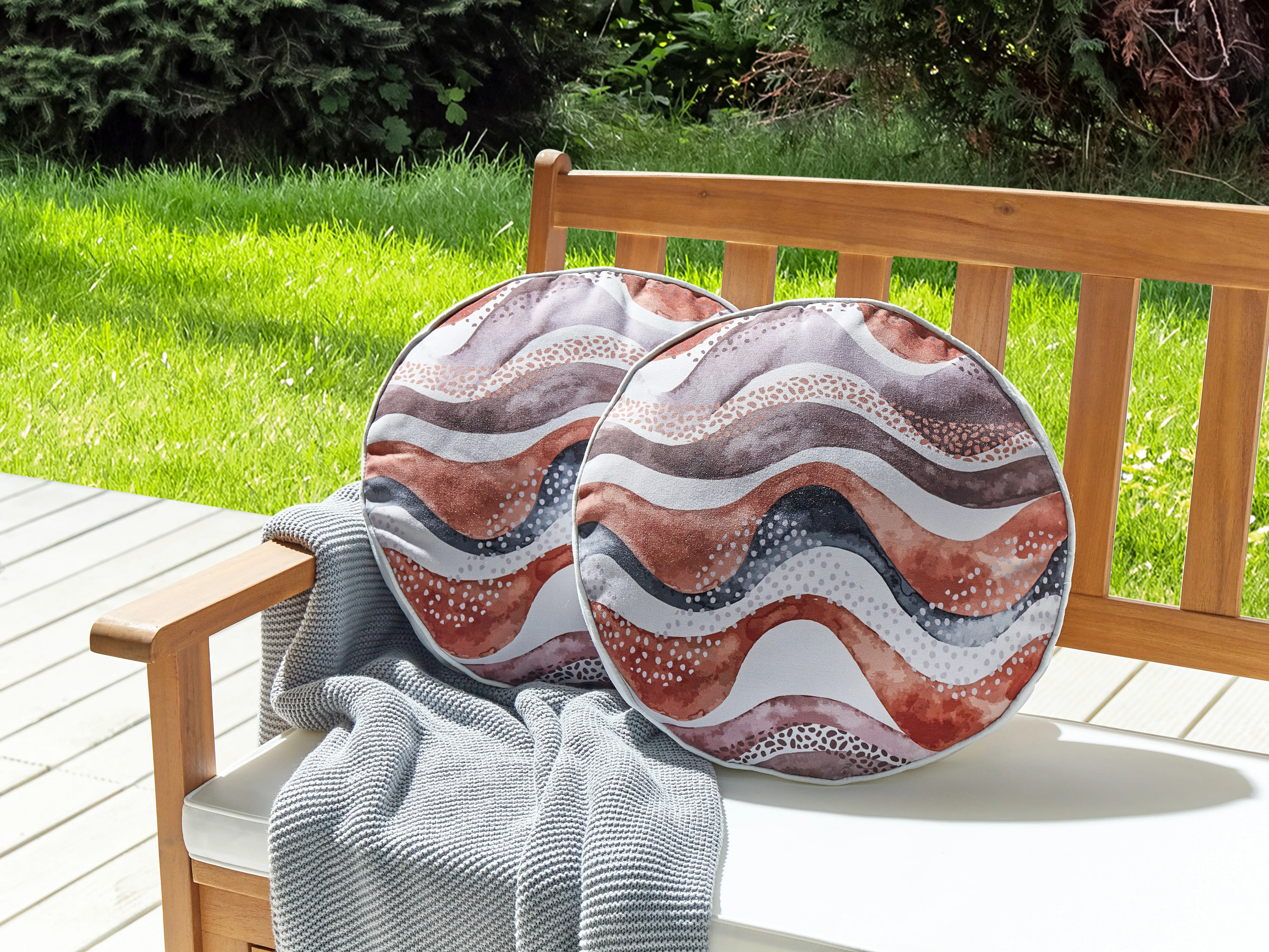 Set van 2 tuinkussens SEBORGA abstract patroon 40 x 40 cm Bruin