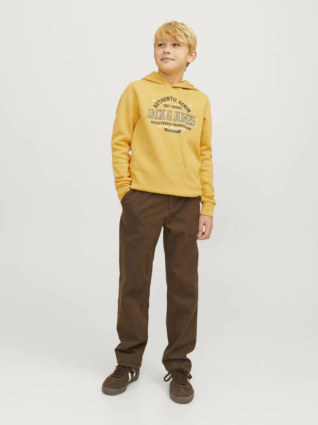 JACK & JONES hoodie JJELOGO met logo honinggeel