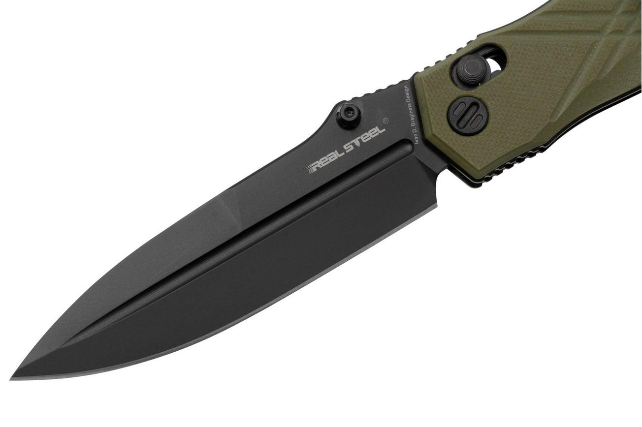Real Steel Muninn 7752GB Black and Green G10, Black VG-10, zakmes