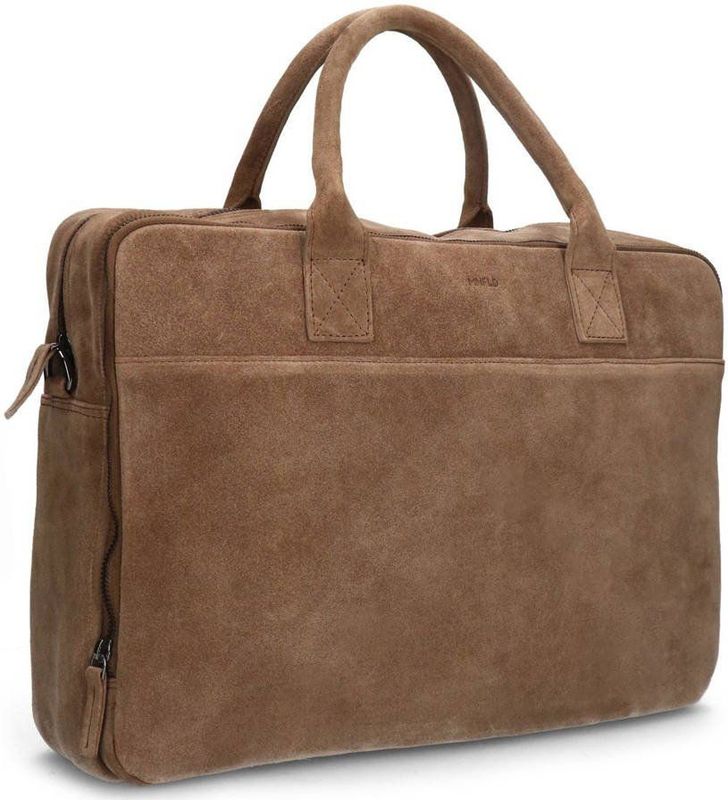 Manfield - Taupe Suède Laptop Tas - Beige - ONE Size