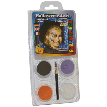 Eulenspiegel Profi-Aqua Make up Halloween-Hexe mit Pinsel, Anleitung und 4 Farben