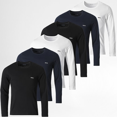 Lot De 6 Tee Shirts Manches Longues RN 50492321 Noir Blanc Bleu Marine