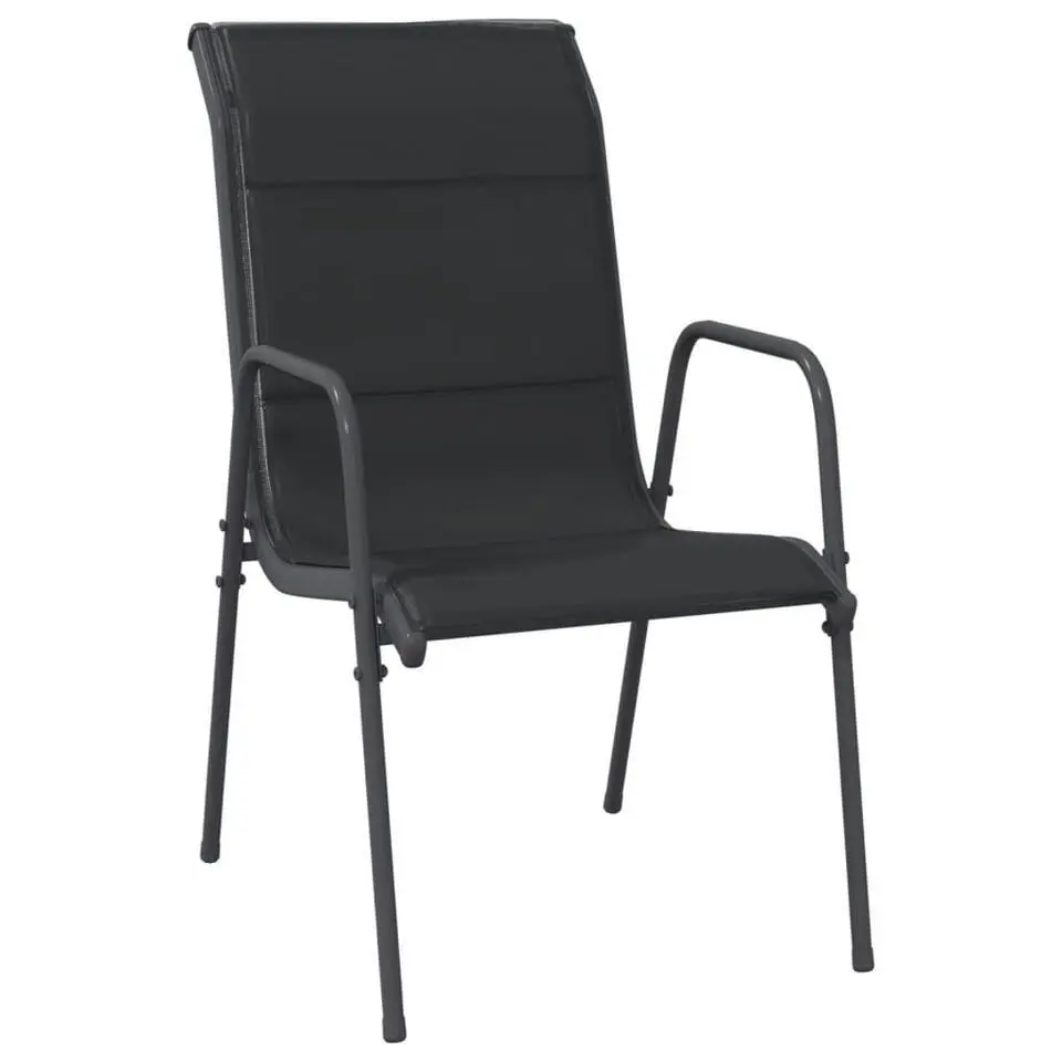 vidaXL - 4-zits Tuinset - Zwart - Textileen met voering en staal - 160x80 cm