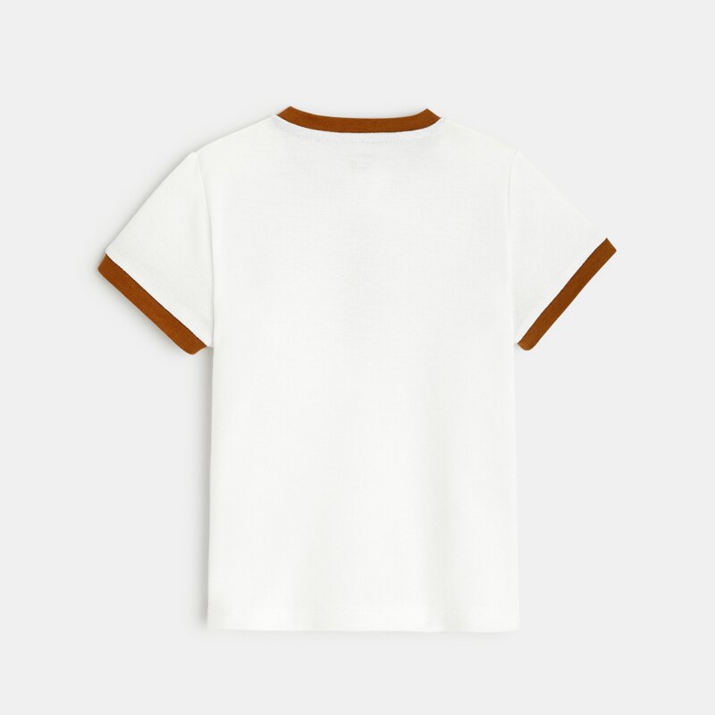 T-shirt col tunisien maille piquée blanc bébé garçon Blanc