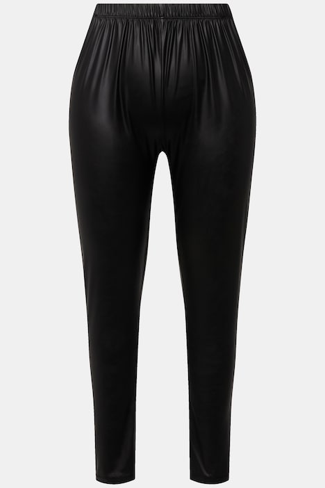 Lederoptik-Leggings, Tight Fit, softes Lederimitat, Elastikbund