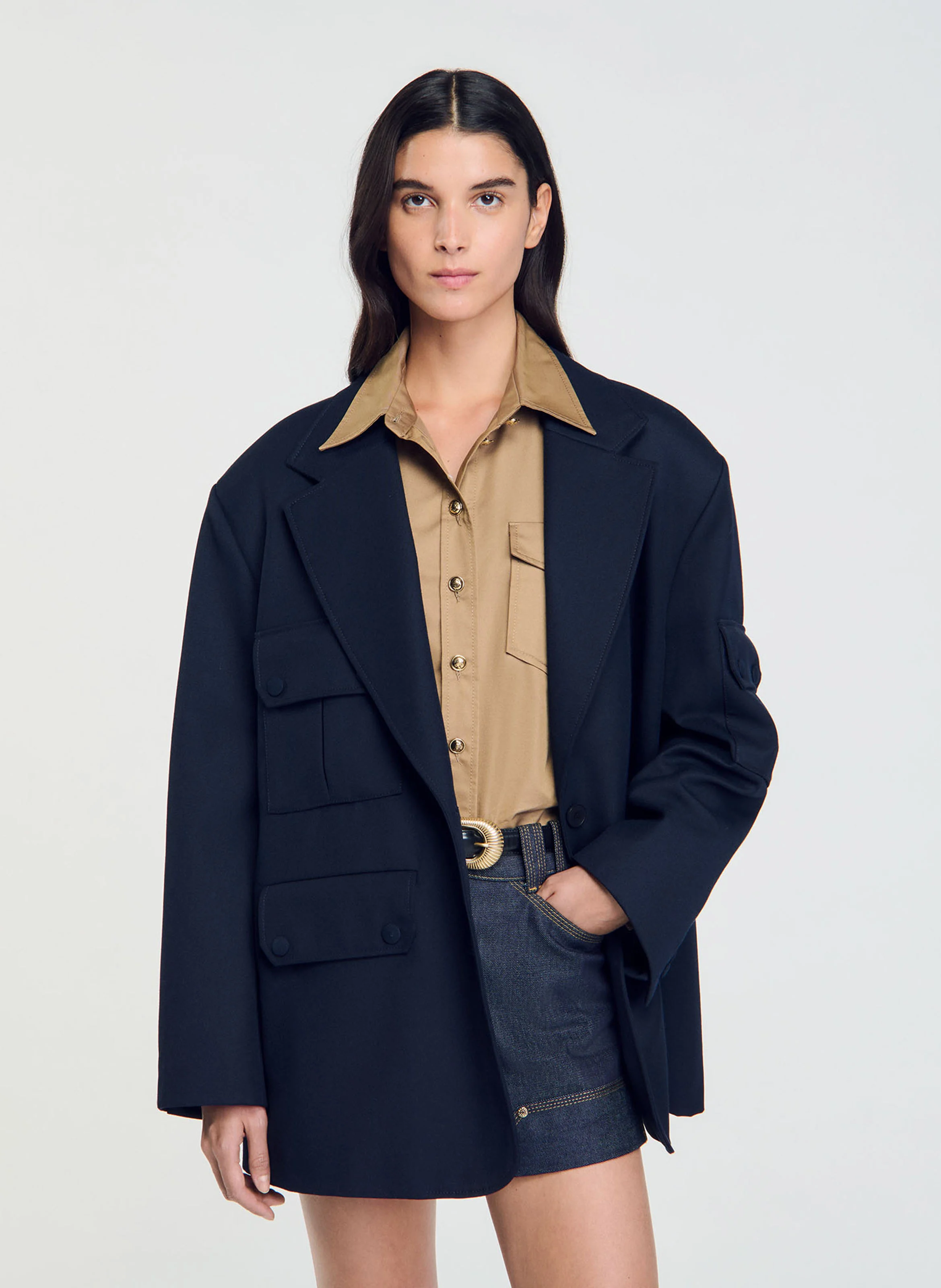 Veste de costume col tailleur| Bleu