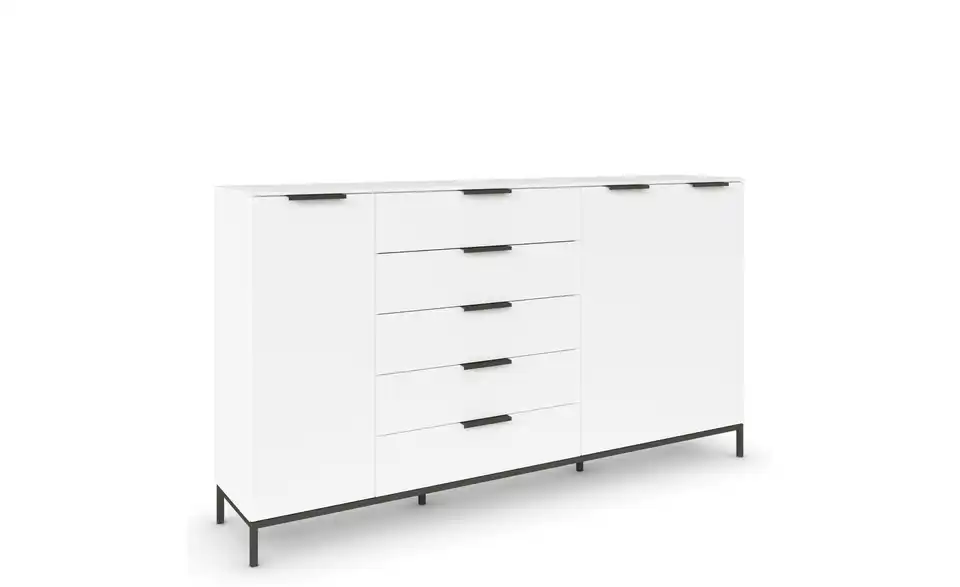 Highboard Weiß Weiß Front: Dekor, Oberboden: Dekor Graphit