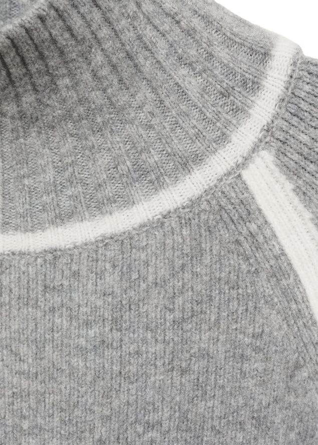 MANGO High neck sweater with contrast de Medium grey