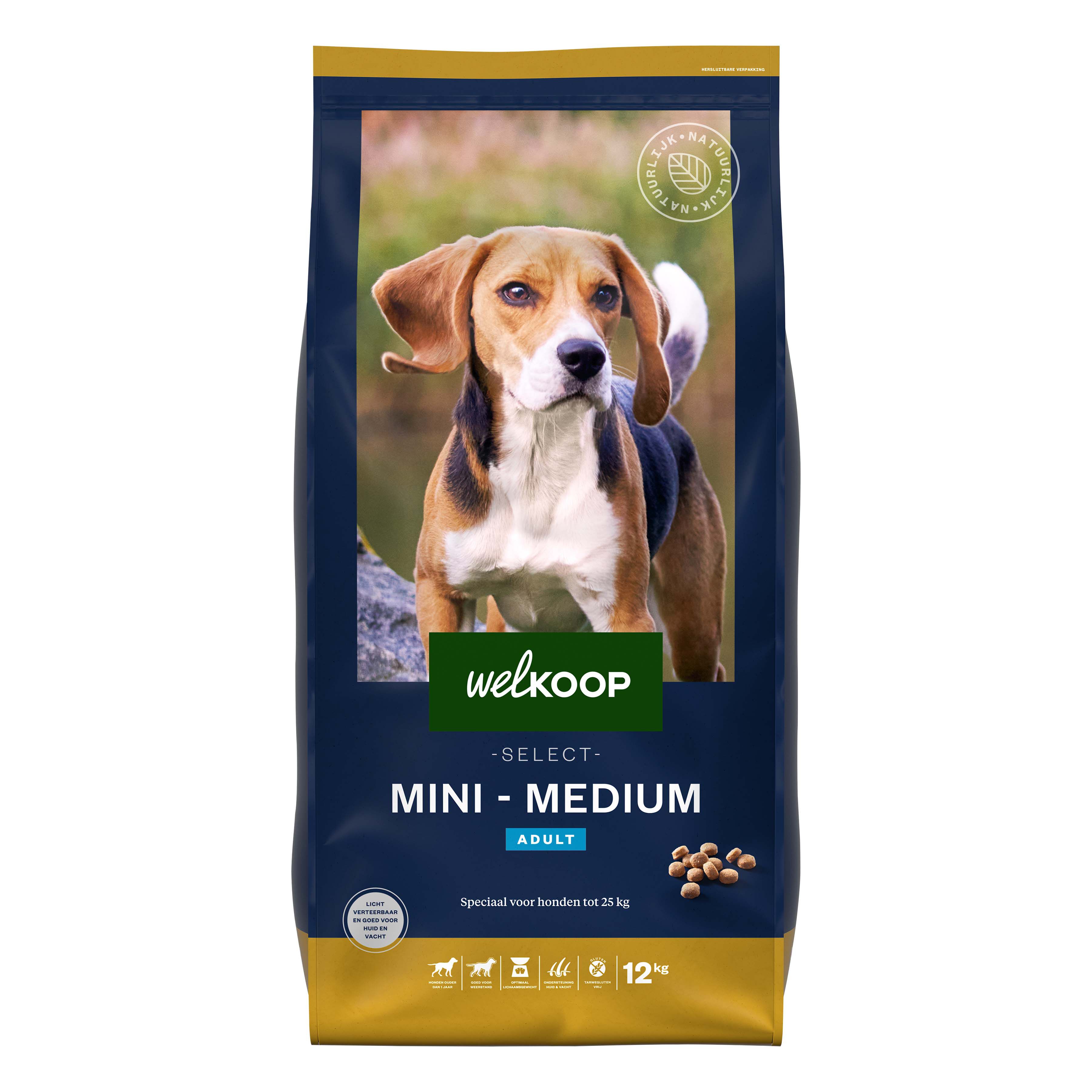Welkoop Select Adult Mini-Medium Krokante brokken - Hondenvoer - 12 Kilogram - kip