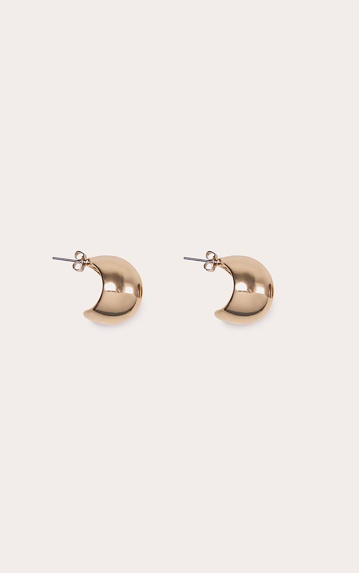 Doré Boucles D'oreilles Synthétiqueces Dôme Bombées Lisses