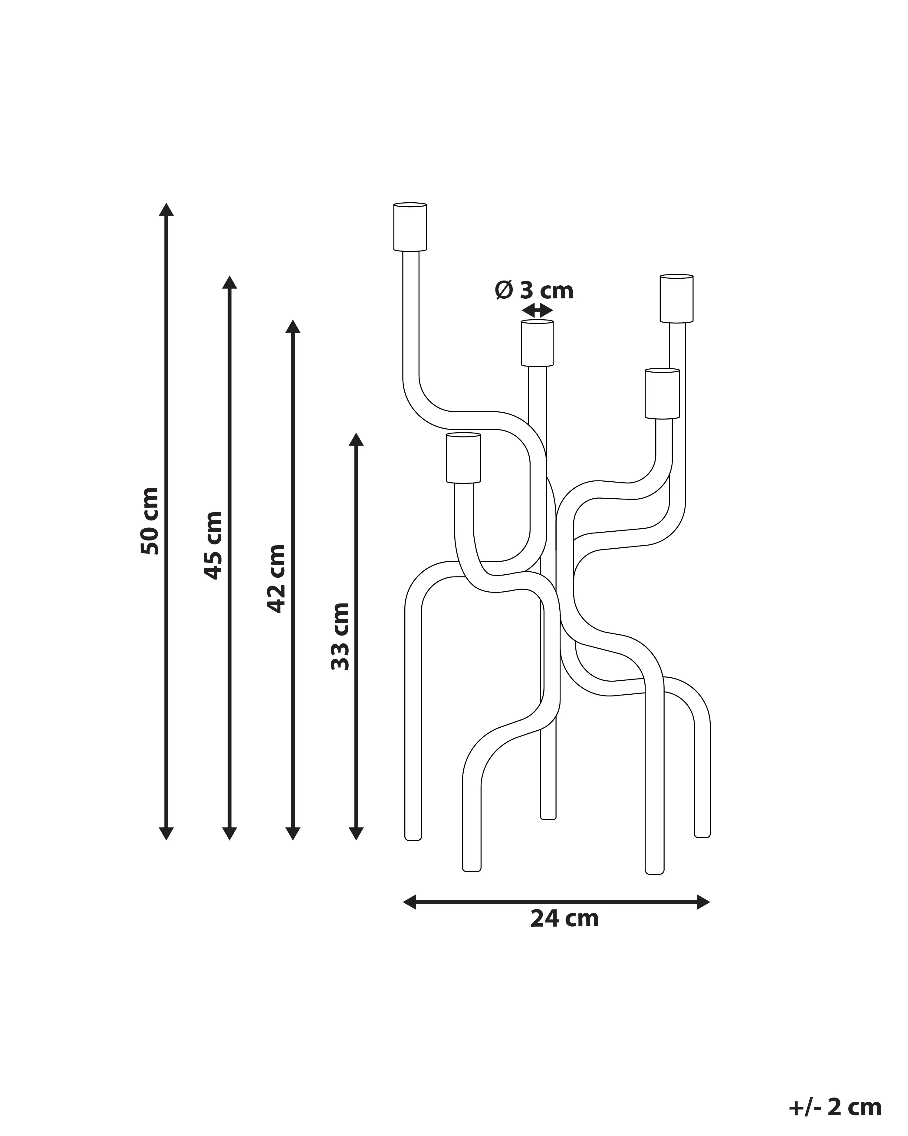 Kaarshouder PORRTELA Metaal 50 cm Goud