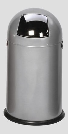 PROREGAL Classic afvalbak met klep, 40 liter binnenbak, HxBxD 73 x 46,5 x 46,5 cm, gegalvaniseerd staal, zilver