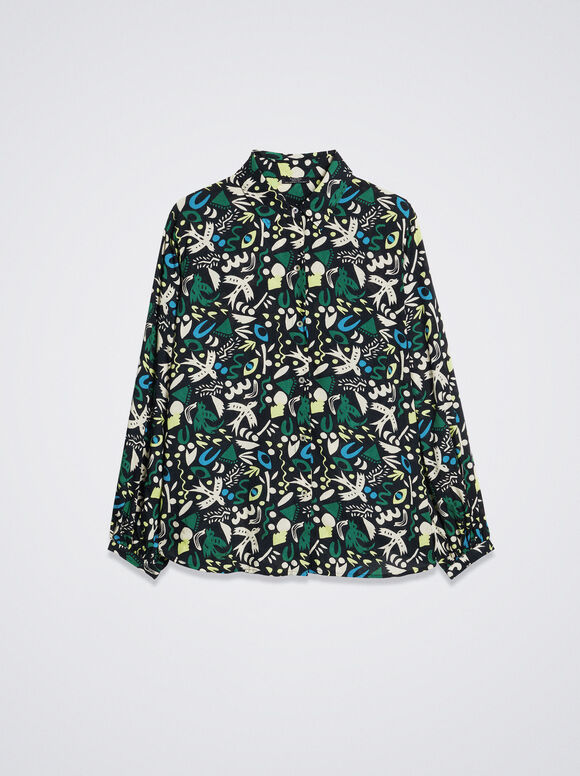 Camisa modal estampada - Azul