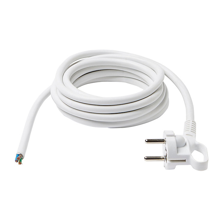 Cordon de rechange pour appareil avec mise à la terre Diall 16A H05VVF 3G1.5mm² 3m blanc