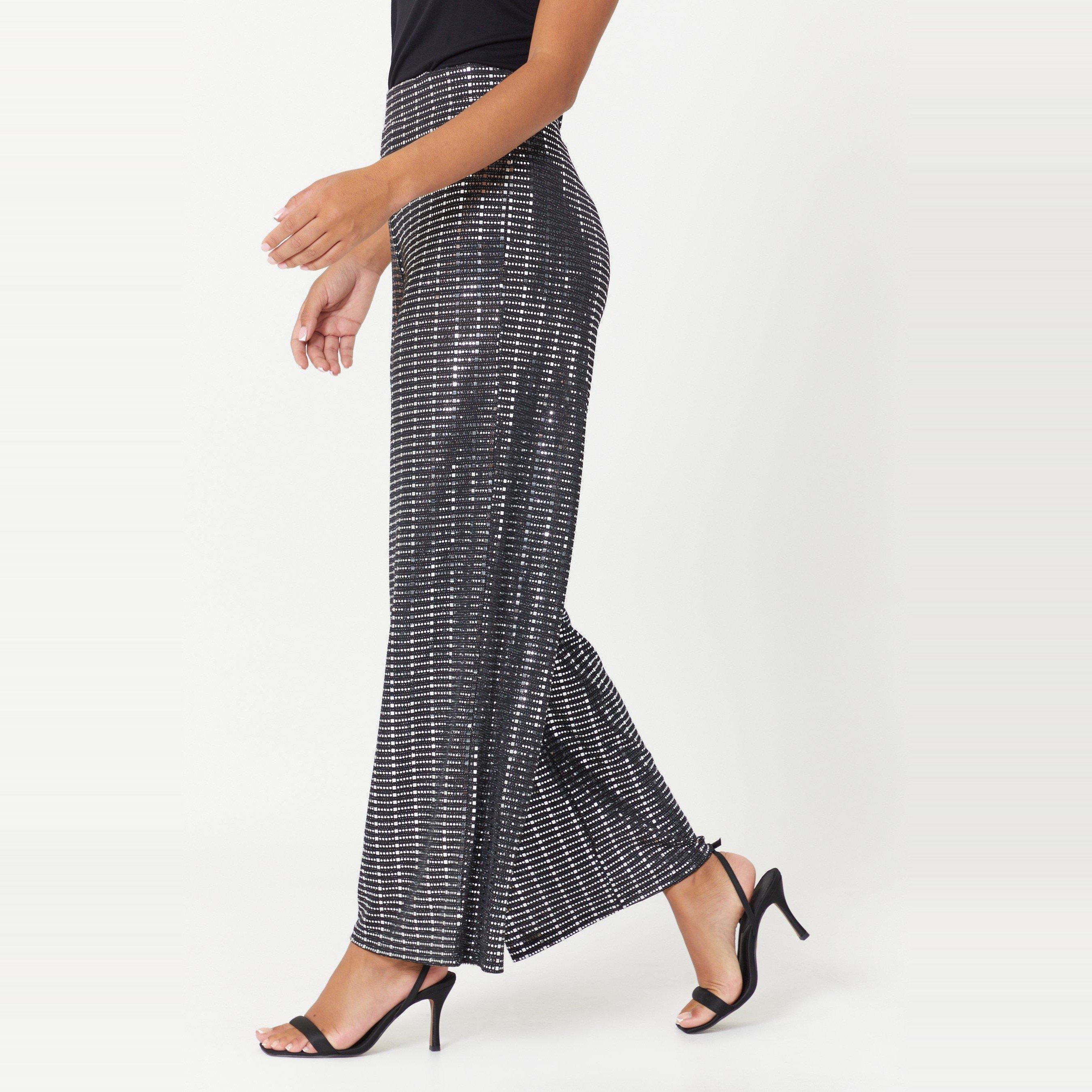 Be You Ladies Glitter Wide Leg Trousers