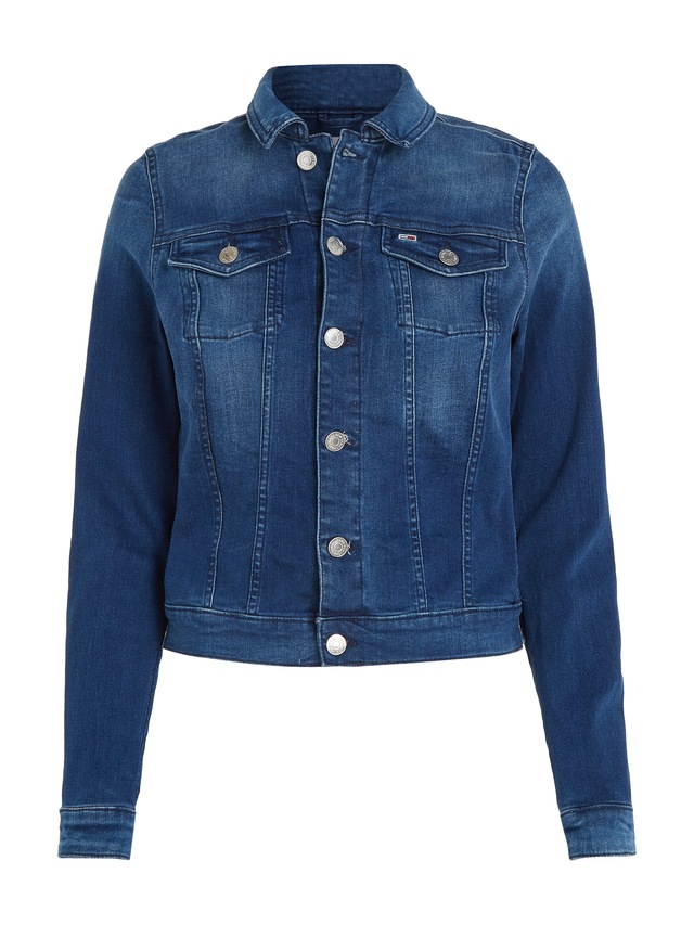 Tommy Jeans Jeansjacke »VIVIANNE SLIM TRUCKER NNMBS« mit Tommy Jeans Branding Knöpfen & Logo-Flag