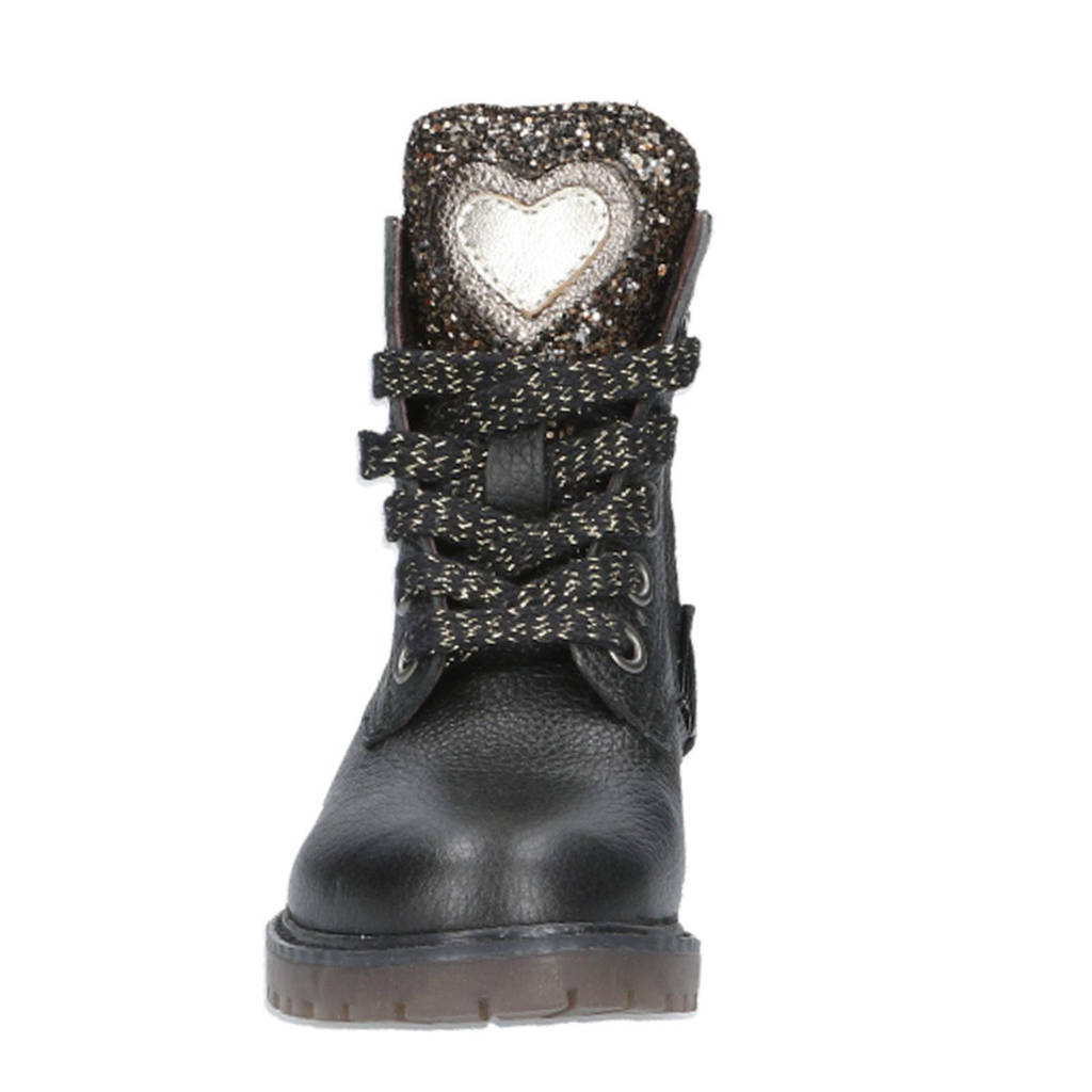 Clic! leren veterboots zwart