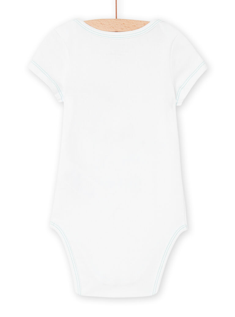 Body blanc en coton biologique à motif crocodile fantaisie