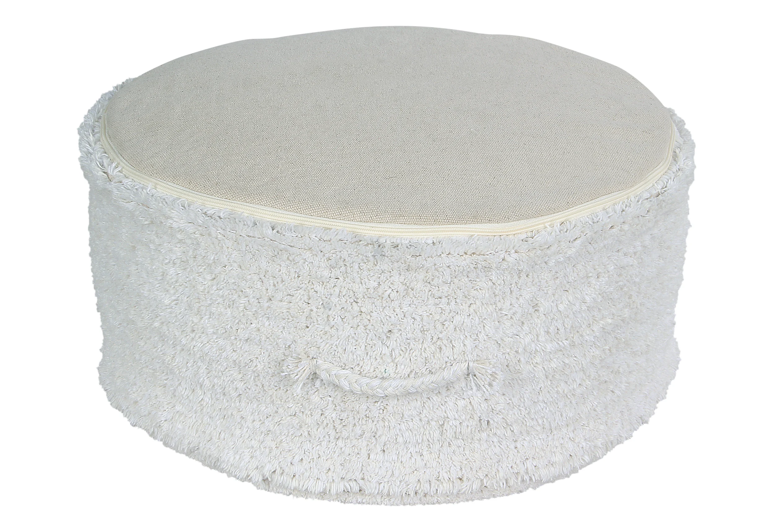 CHILL - Pouf rond couvert en coton | Blanc