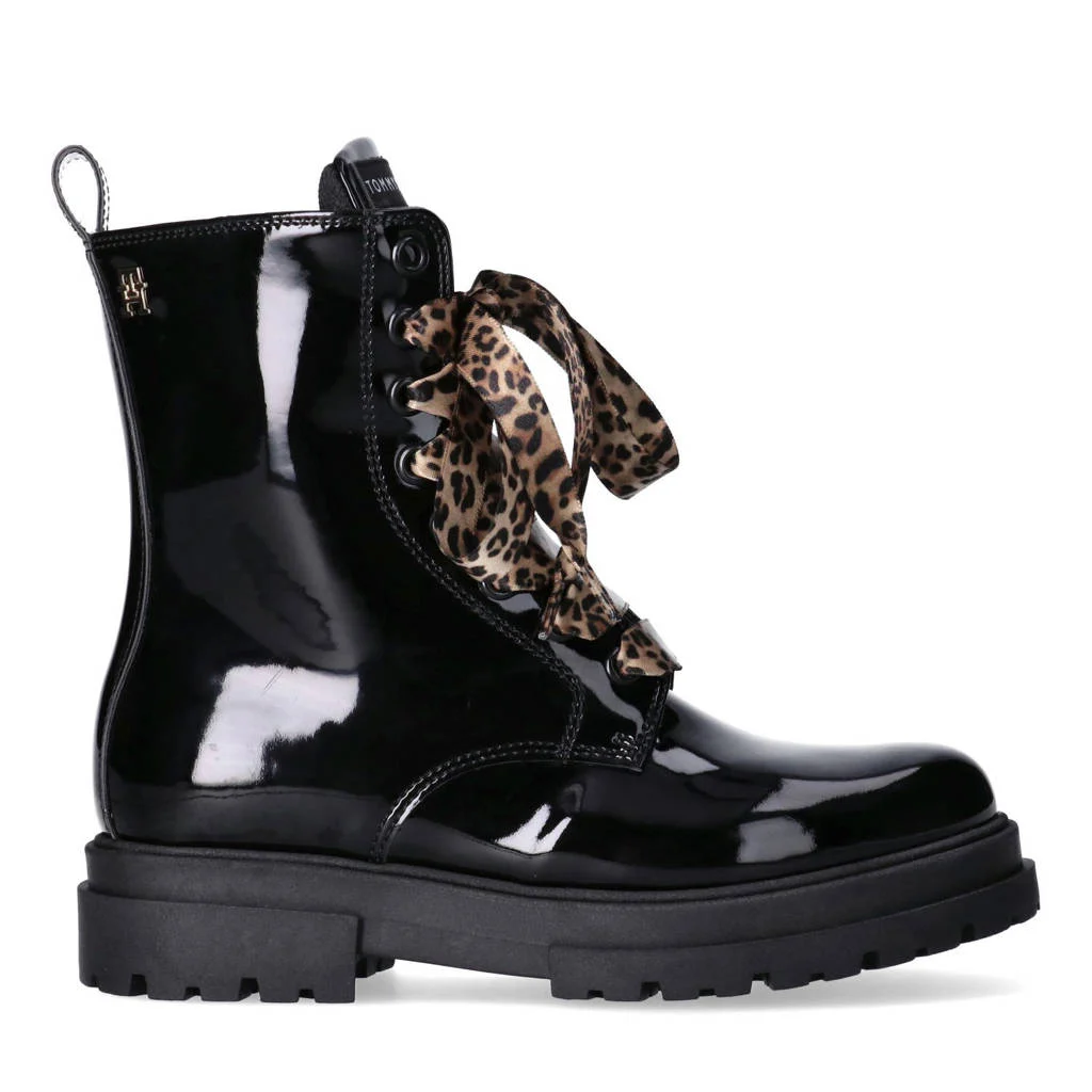 Tommy Hilfiger lak veterboots zwart