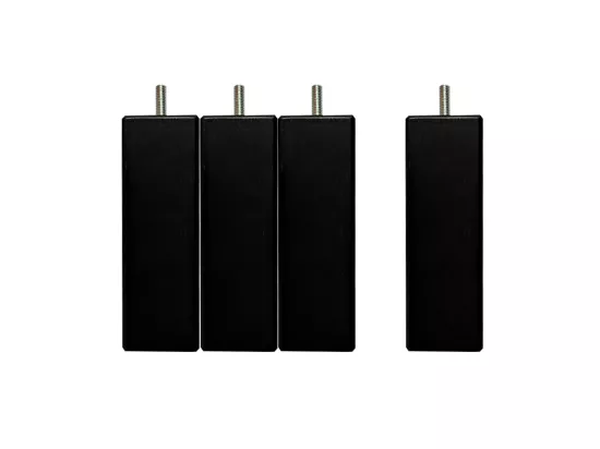 BELLECOUR LITERIE | Jeu de pieds de lit carrés en bois Noirs Hauteur 15 cm (lot de 4)
