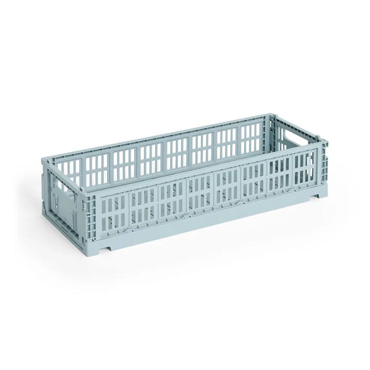 HAY - Colour Crate Korb Mini Oblong, dusty blue, recycled