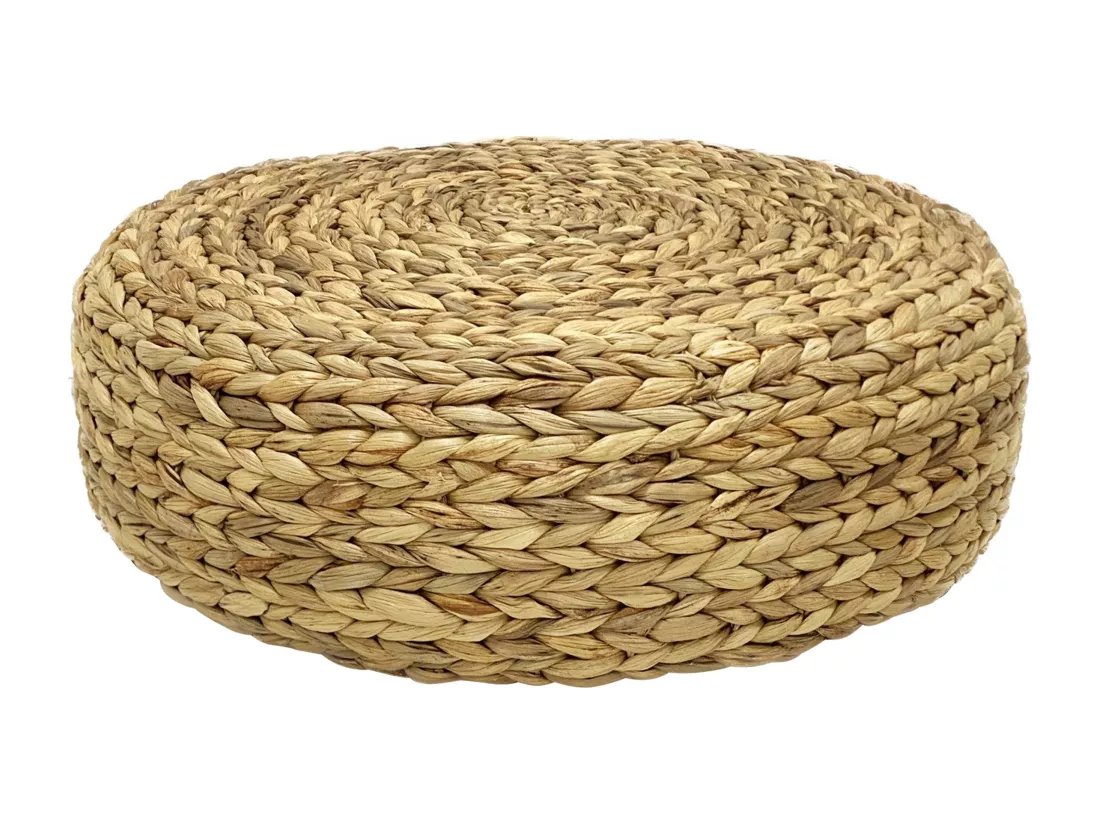 Pouf rond en rotin naturel clair MEVIZO