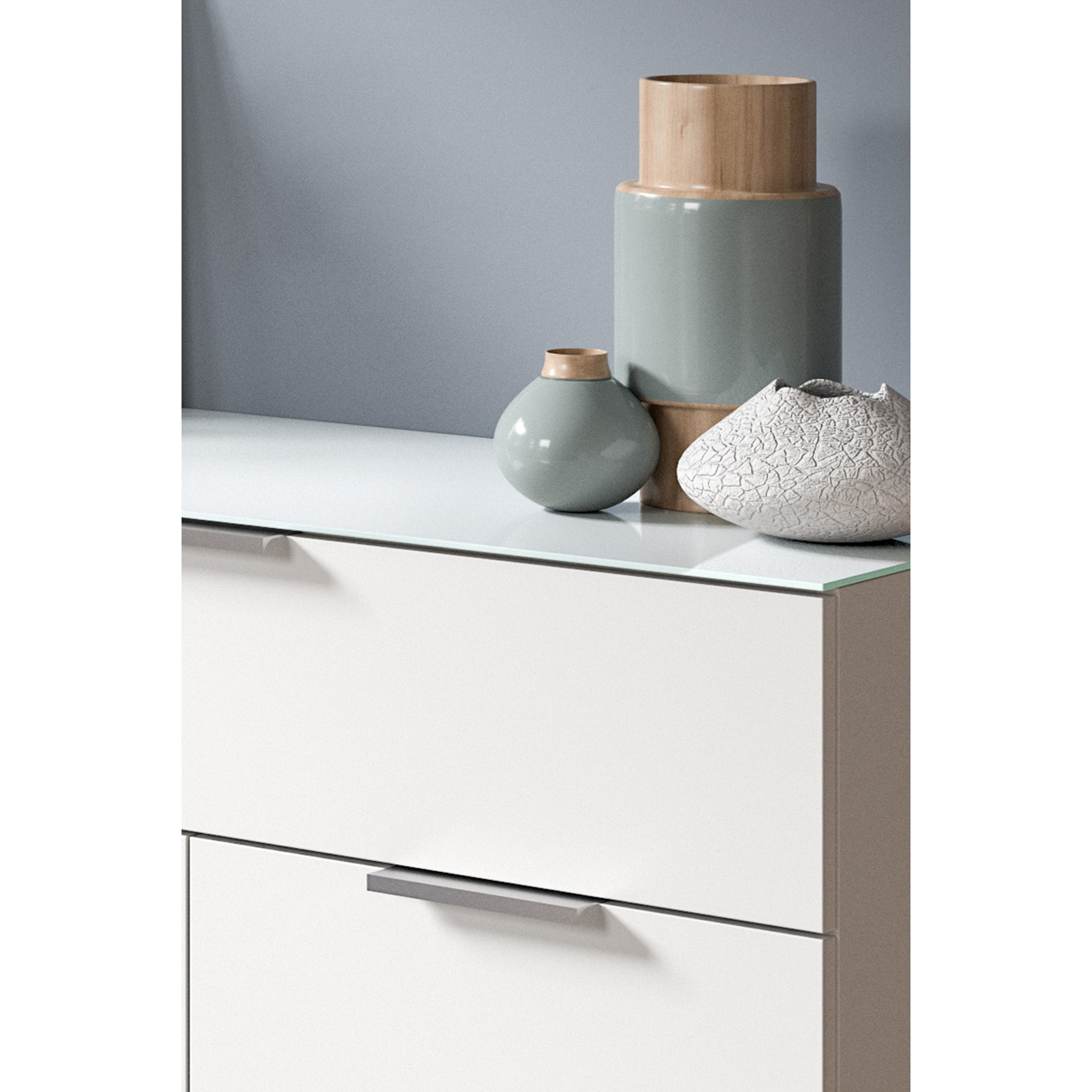 Kommode RAY - weiß - Glasplatte - 135 cm