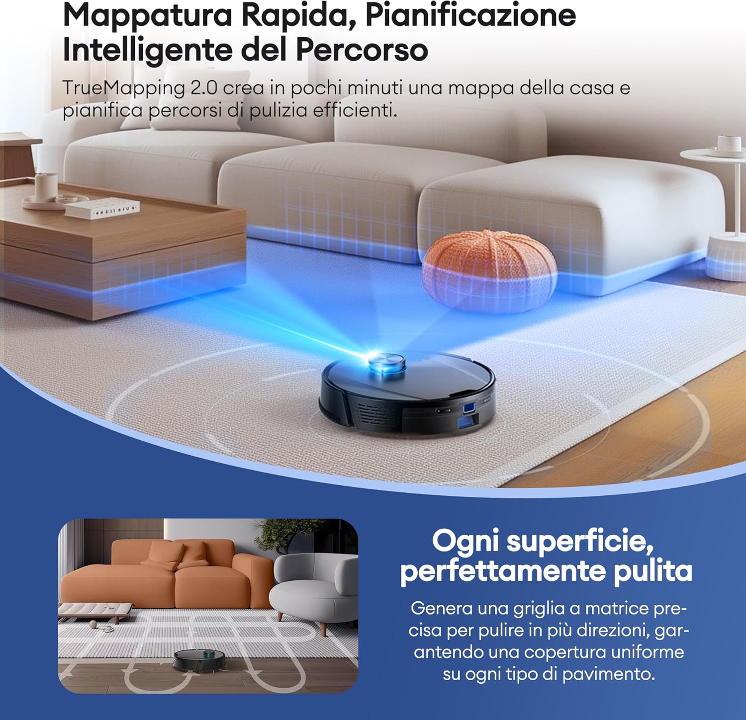 Ultenic Saugroboter mit Wischfunktion 6000Pa, Staubsauger Roboter mit LiDAR Navigation, 3 in 1 Saug und Wischroboter, 150 Min Laufzeit, App Steuerung, Ideal für Tierhaare, Teppich & Hartböden​