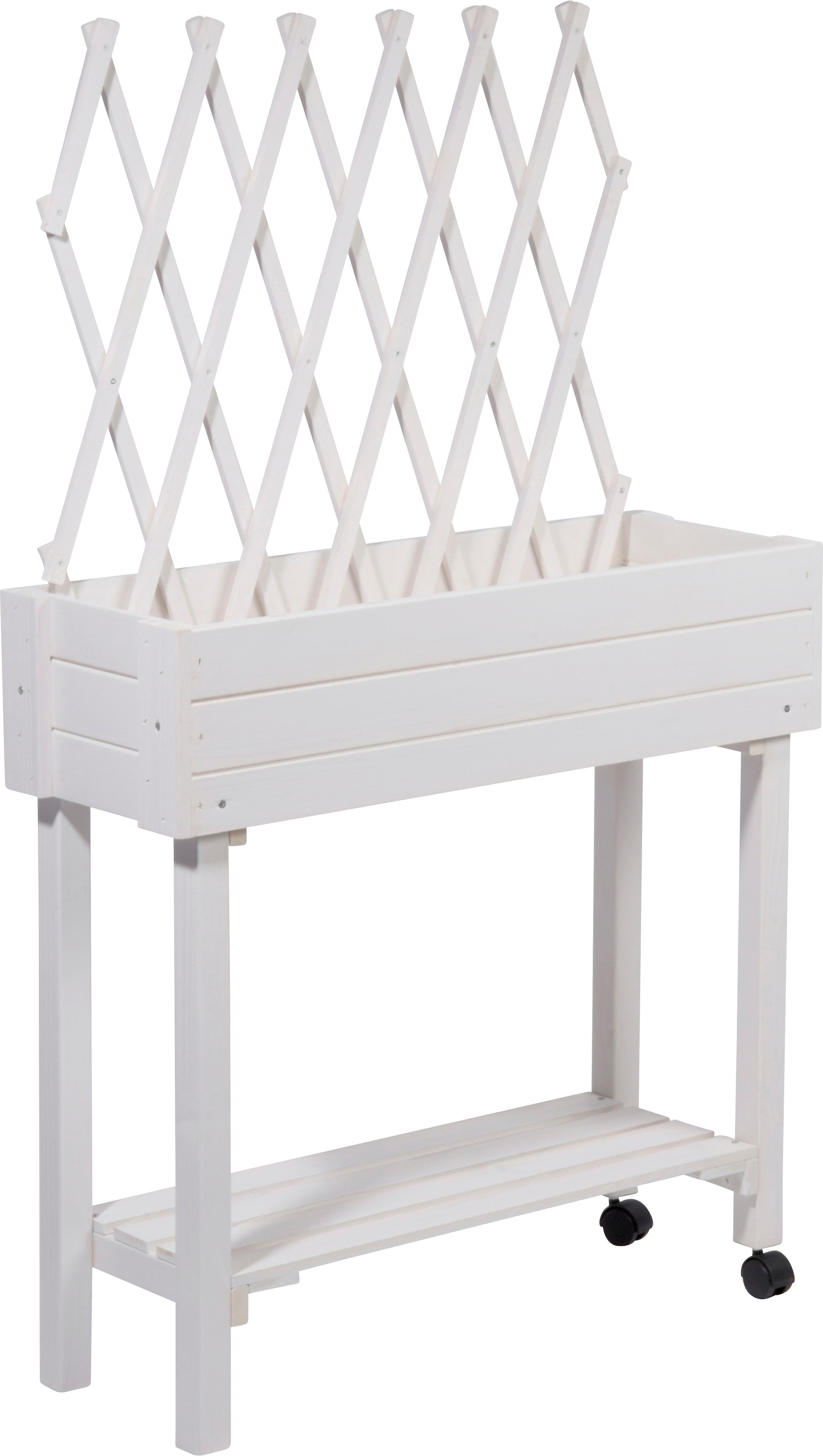 dobar Hochbeet rollbar, mit Rankgitter, weiss