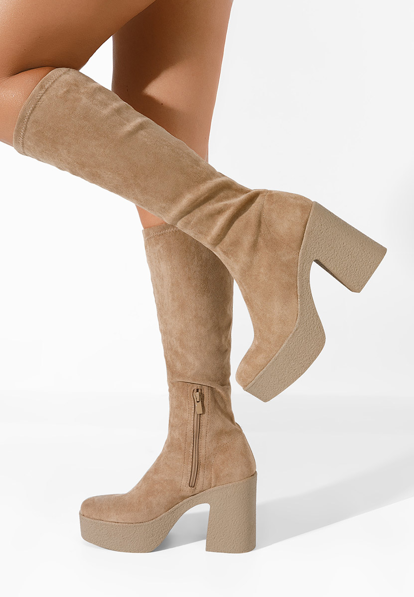 Bottes à talon carré kaki Minella
