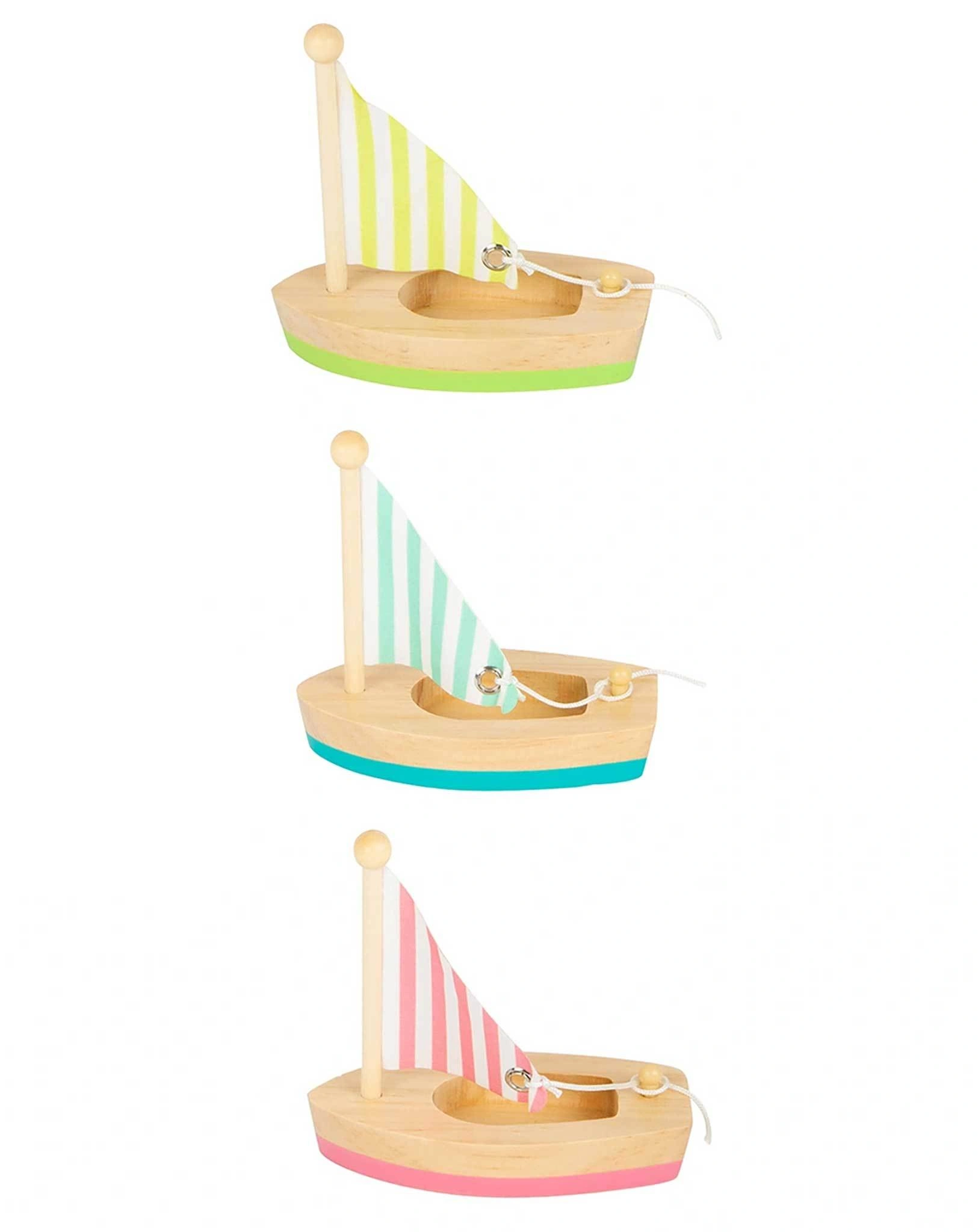 Wasserspielzeug SEGELBOOTE 3er-Set aus Holz