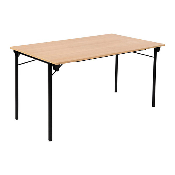 Table pliante Budget multiples usages rectangle L. 140 x P. 80 cm - Plateau Chêne - pieds Noir