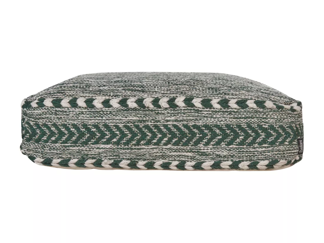 Pouf en coton vert et blanc 60 x 60 x 12 cm BIRCH
