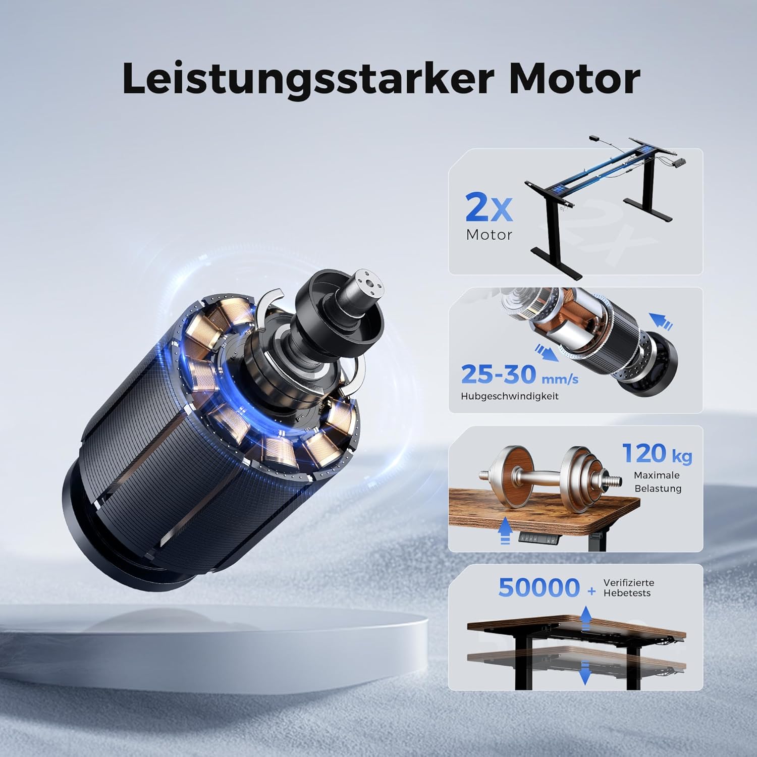 Agliestic Höhenverstellbarer Schreibtisch 120x60cm, 28MM Ganze Tischplatte mit 2 Motoren, Ergonomischer Steh-Sitz Tisch Stehpult mit 3 Memory-Steuerung, Einfache Montage für Homeoffice(Braun)