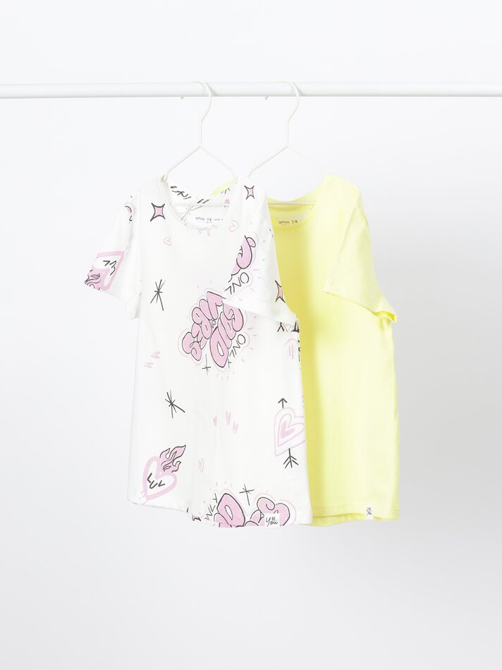 Conjunto com 2 camisetas combinando - Amarelo Brilhante